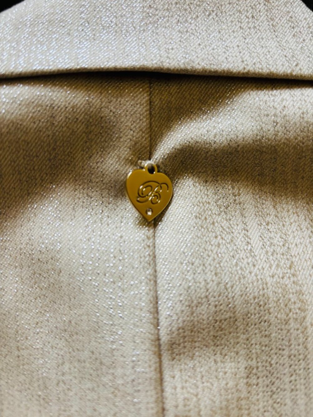 NWT Barbara Alvisi Metallic Gold Shimmer Blazer M/ Slim L - Picture 3 of 4